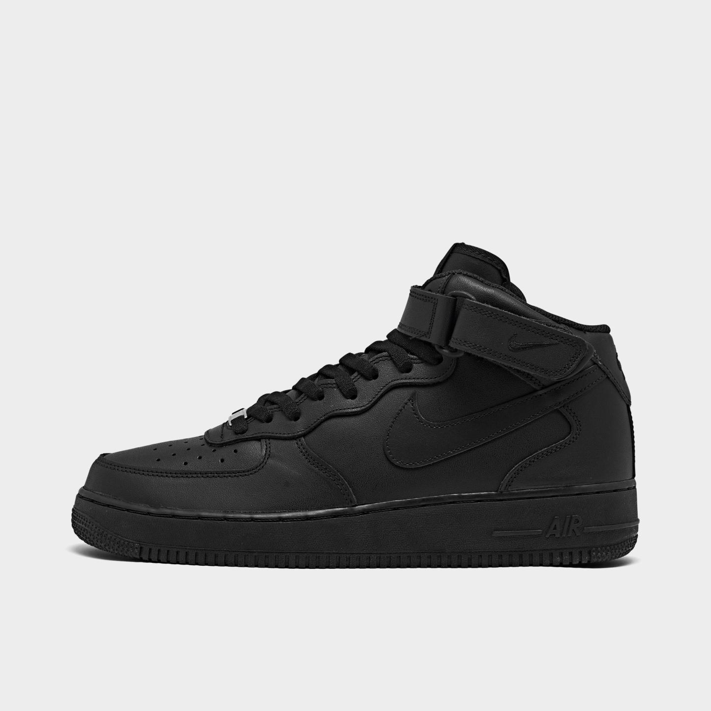 Men's Nithtke Air Force 1 Mid '07 Casual Shoes - Black/Black - Left shoe facing left. Outside of the shoe.