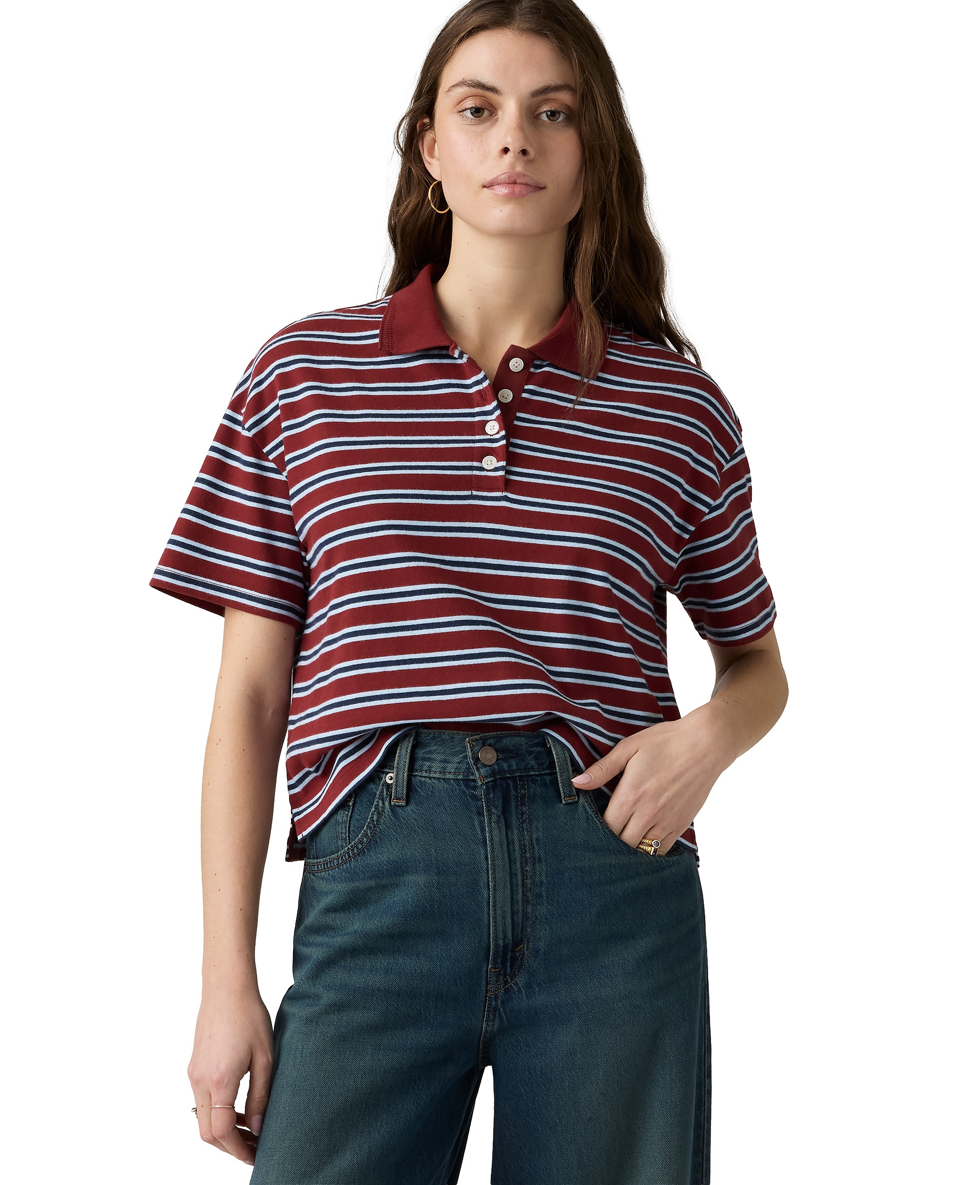 Levi's Women's Didion Rugby Short-Sleeve Collared Polo Shirt - Milano Str