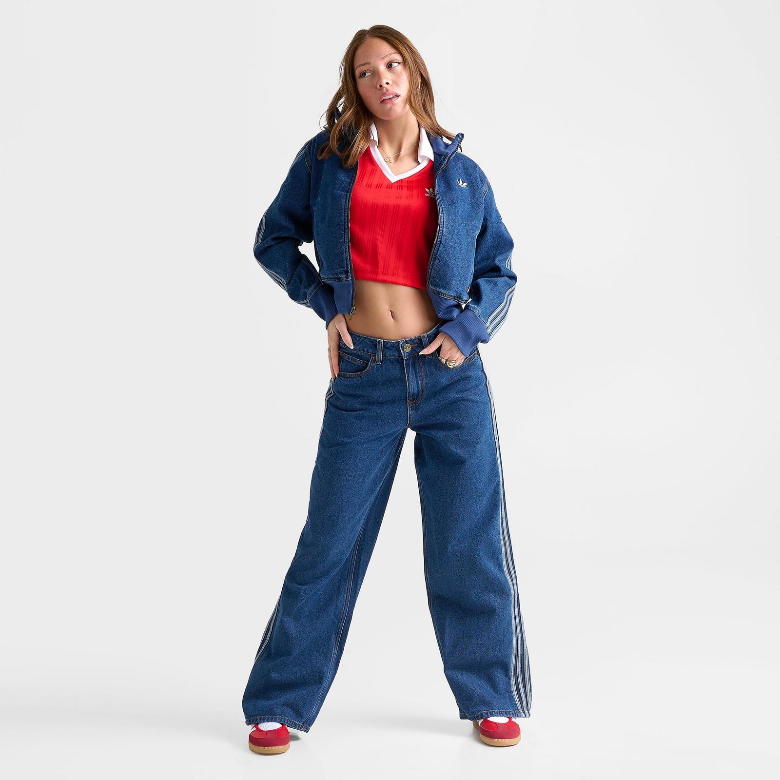 Women's adidas Originals Firebird Denim Track Pants - Medium Vintage Denim - view 2