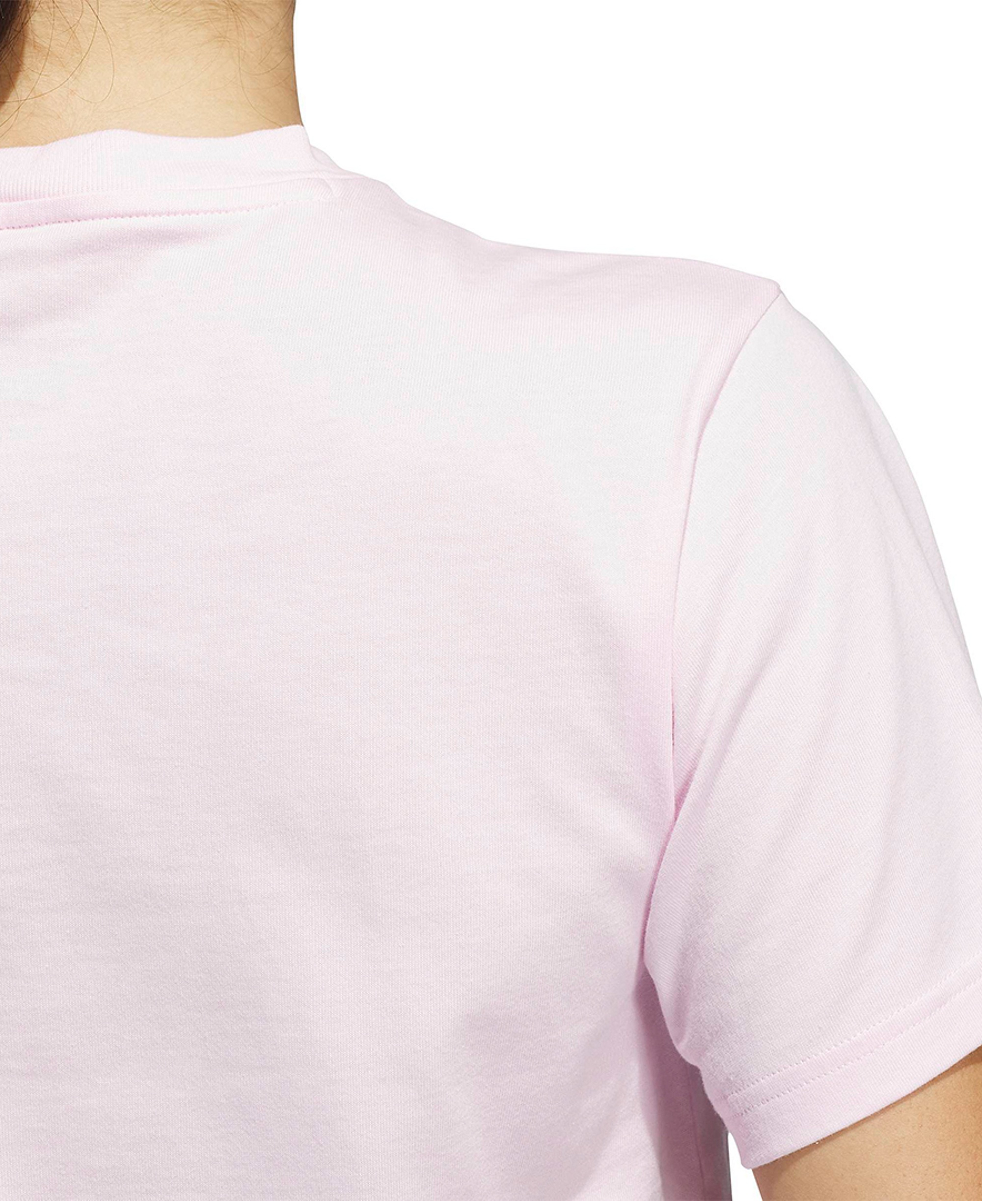 adidas Women's Gingham Big Logo Graphic Crewneck Cotton T-Shirt - Brght Pink