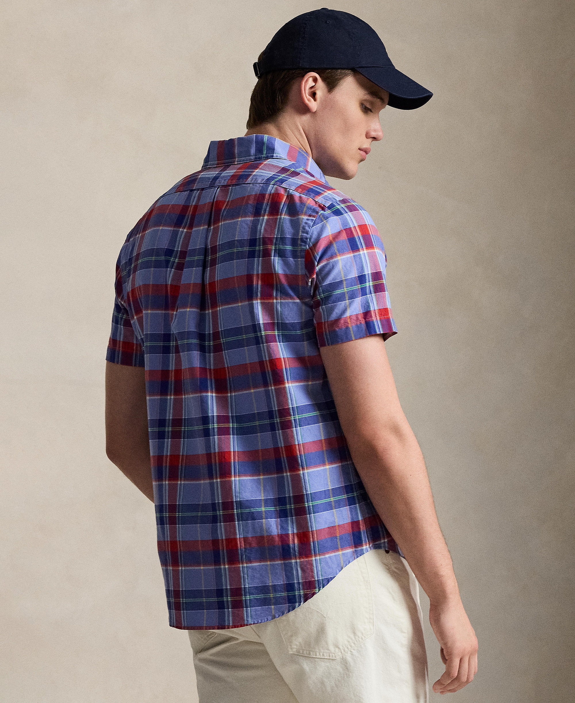 Polo Ralph Lauren Men's Classic-Fit Short-Sleeve Oxford Shirt - Blue Red Multi