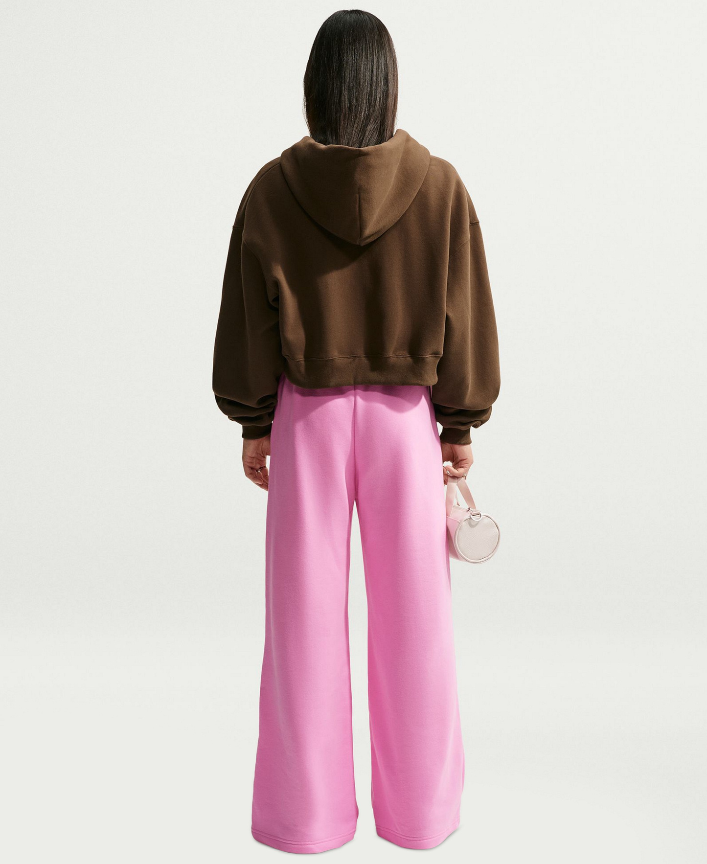 Nike Women's Studio Fleece Medium Weight Mid-Rise Wide-Leg Pants - Pink Rise/Sail