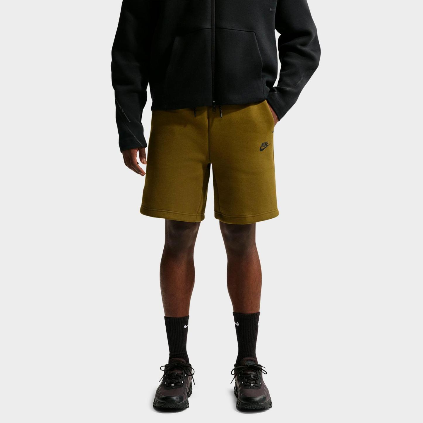 Men's Nike Tech Fleece Shorts - Olive Flak/Black