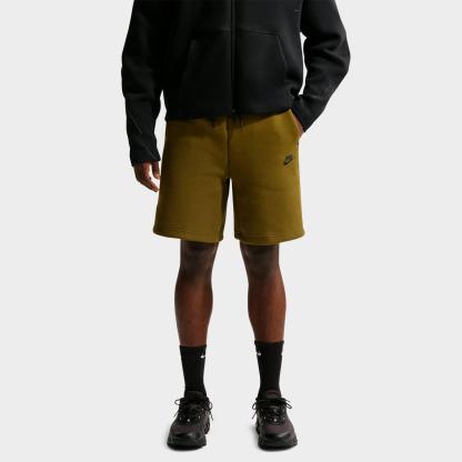Men's Nike Tech Fleece Shorts - Olive Flak/Black