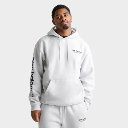 Men's New Balance Athletics Fleece Pullover Hoodie - Grey/Back - view 1