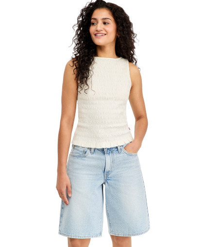 Levi's Women's Bella Smocked Boat Neck Top - Egret
