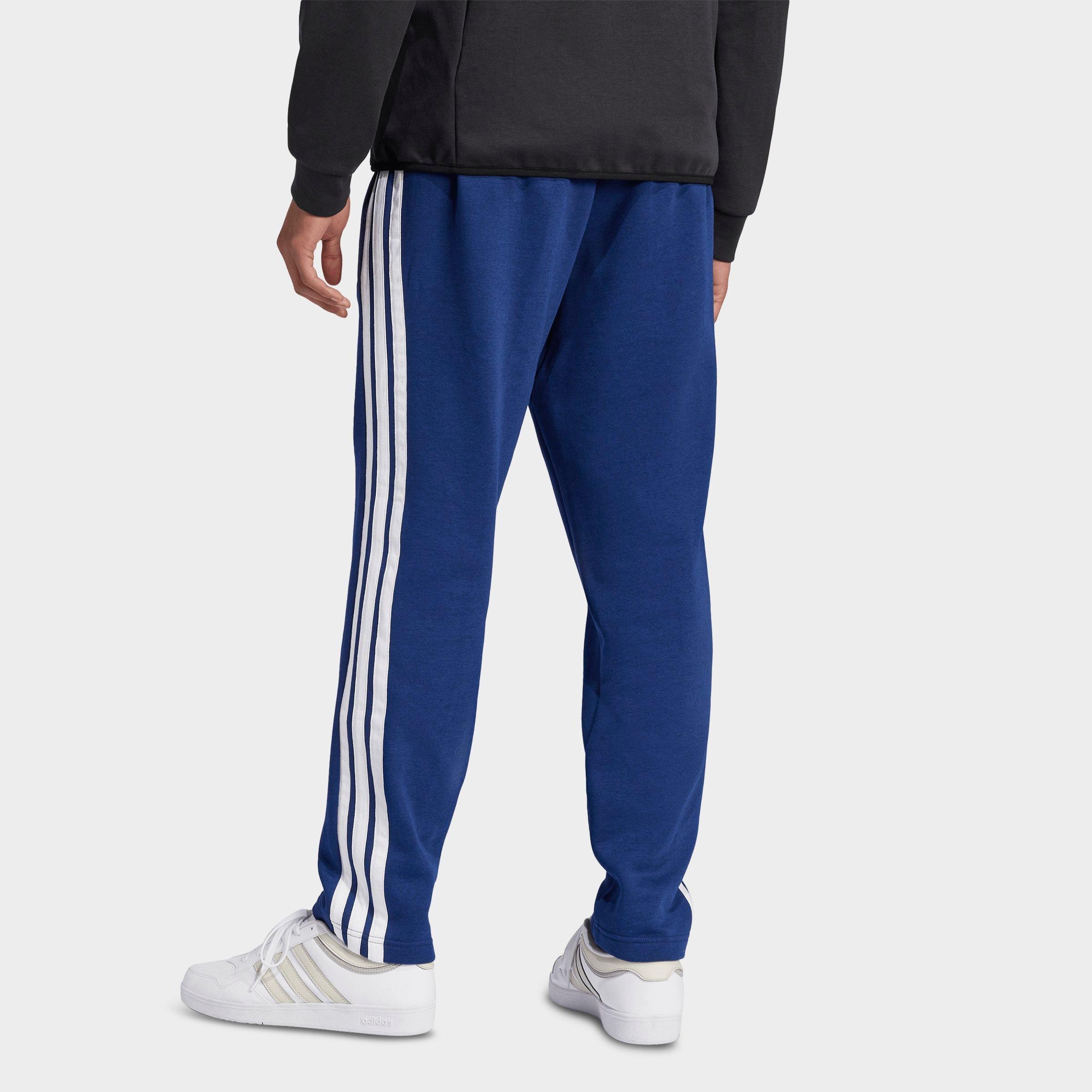 Men's adidas Essentials 3-Stripes Open Hem Fleece Pants - Dark Blue/White
