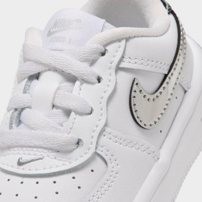 Infant and Kids' Toddler Nithtke Force 1 Low Casual Shoes - Part 1 - White/Metallic Silver - Detail shot