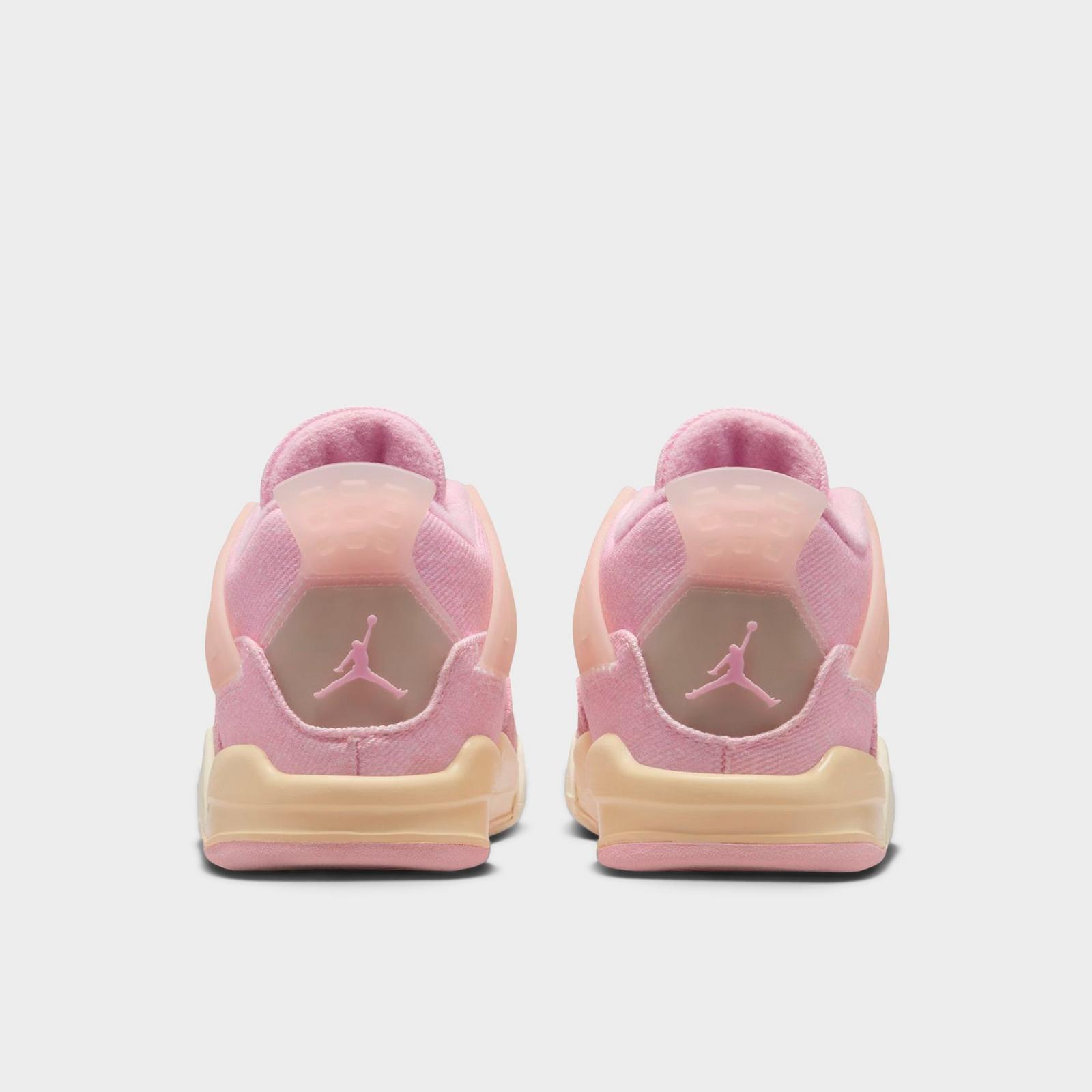 Kids' Toddler Air Jordan Retro 4 Textile Basketball Shoes - Pearl Pink/Iced Carmine/Coconut Milk/Muslin - view 4