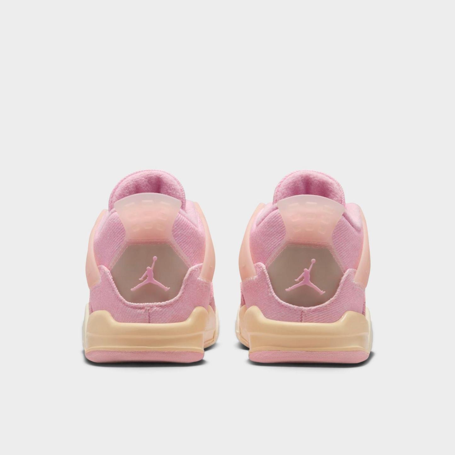 Kids' Toddler Air Jordan Retro 4 Textile Basketball Shoes - Pearl Pink/Iced Carmine/Coconut Milk/Muslin - view 4