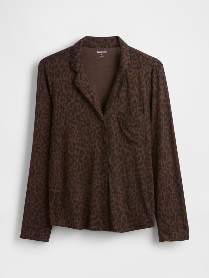 SoftMade Modal PJ Top - Leopard brown