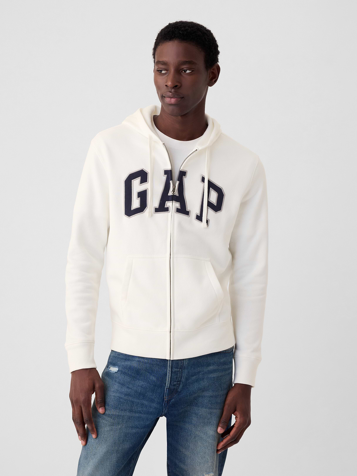 Adult VintageSoft Arch Logo Zip Hoodie - New off white