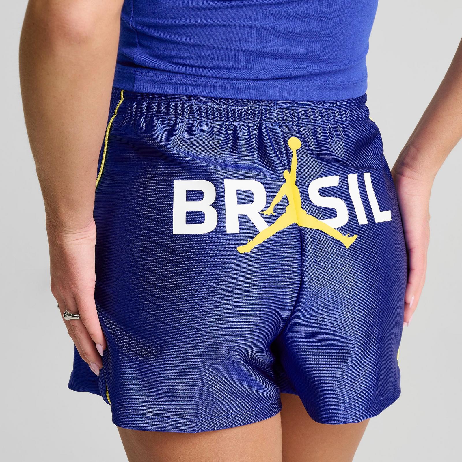 Women's Jordan Brooklyn Brazil Knit Shorts - Old Royal/Yellow Pulse - view 6