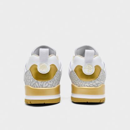 Women's Jordan Spizike Low Casual Shoes - White/Metallic Gold/Neutral Grey/Team Gold - Left shoe facing left. Outside of the shoe. - view 4
