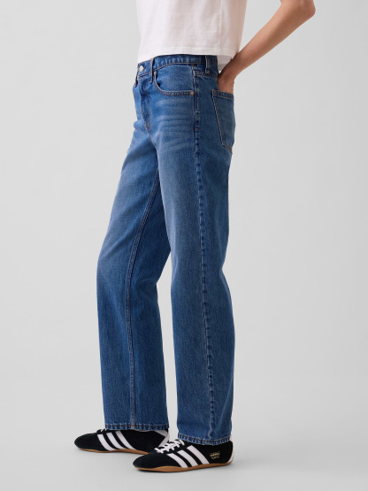 Mid Rise Straight Taper Jeans - Medium indigo