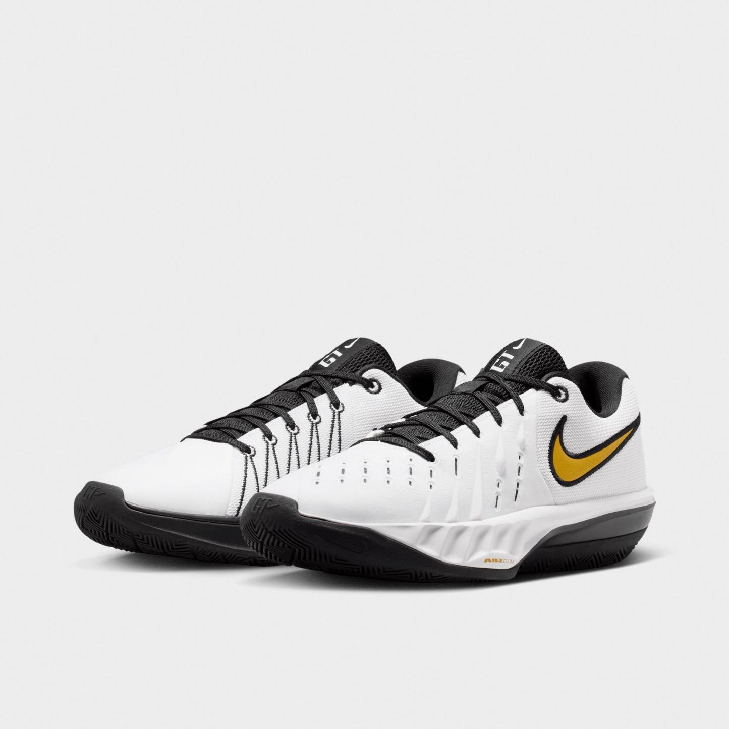Men's Nithtke G.T. Cut Academy 2 Basketball Shoes - White/Black/Metallic Gold - Both shoes facing left