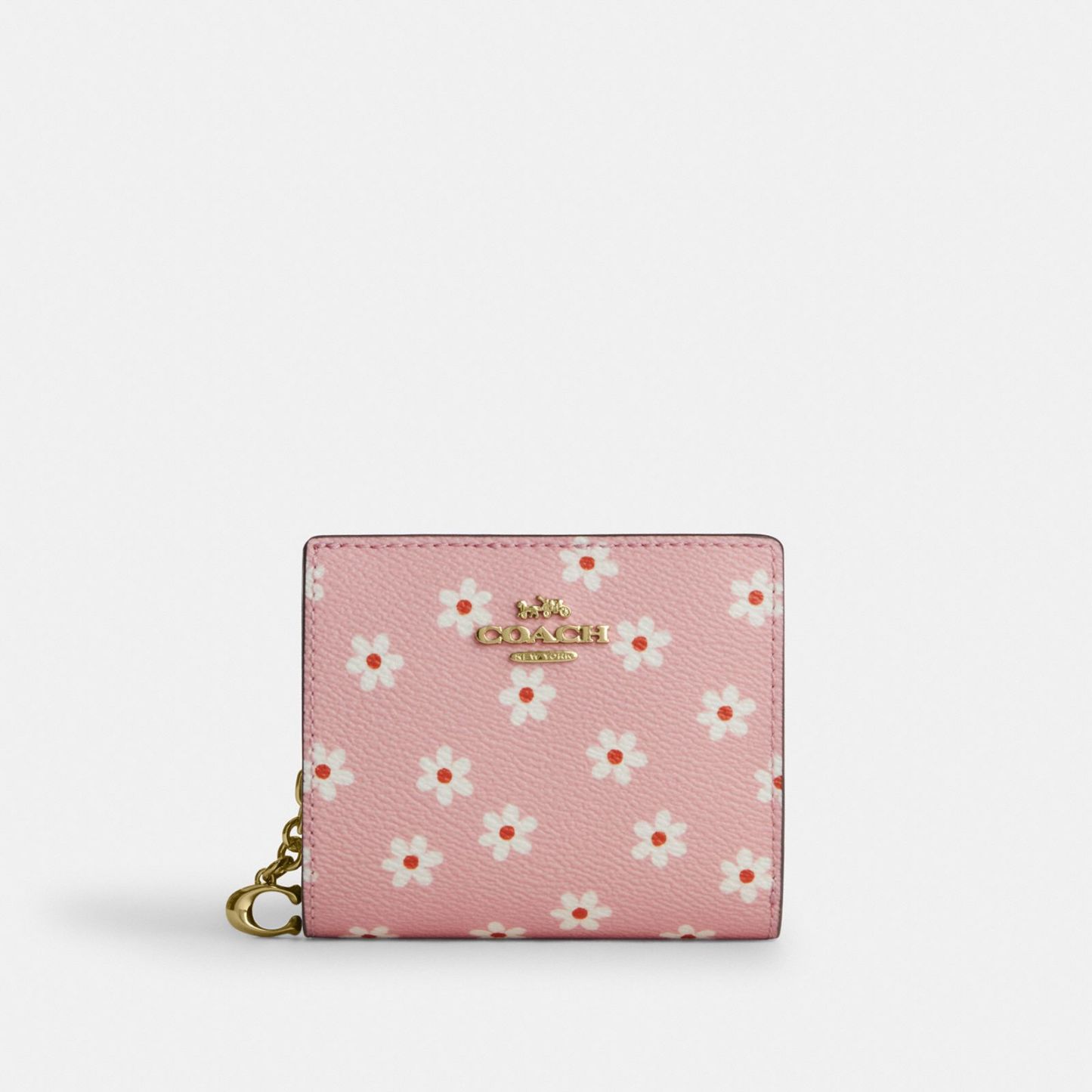 Snap Wallet With Floral Print - Gold/Pink Multi