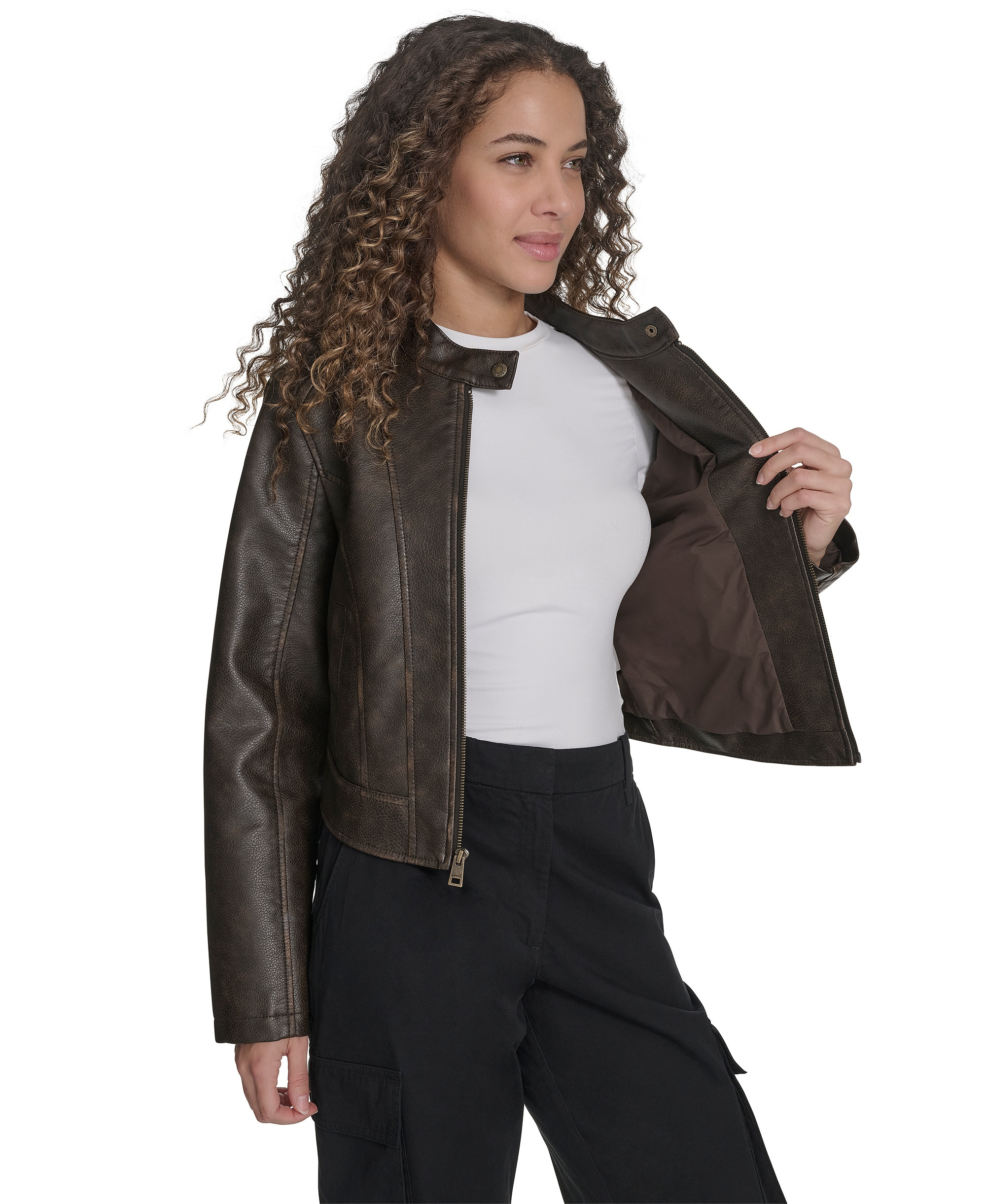 Levi's Women's Faux Leather Racer Jacket - Brown