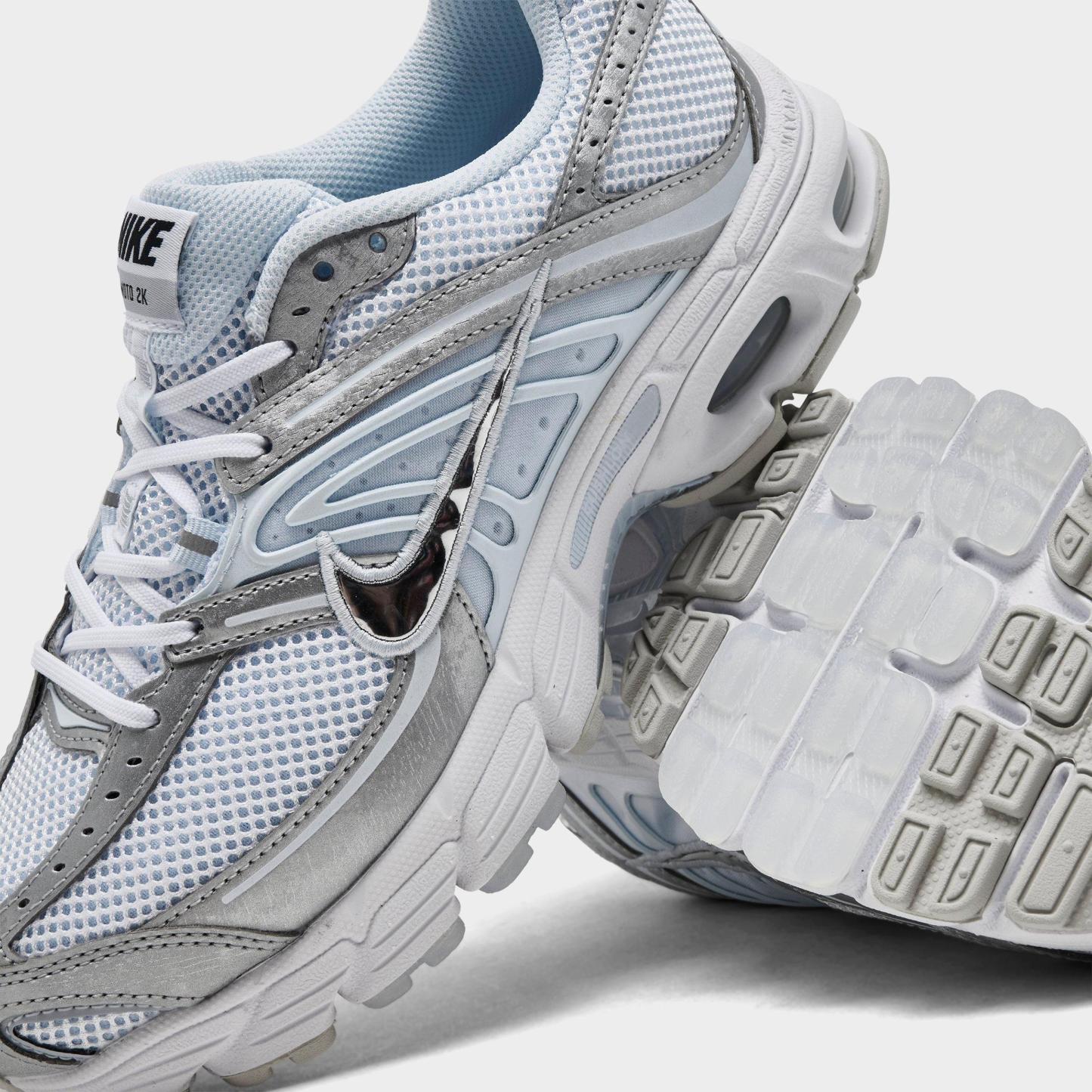 Women's Nithtke Air Max Moto 2K Casual Shoes - Part 1 - White/Metallic Silver/Blue Tint - Detail shot