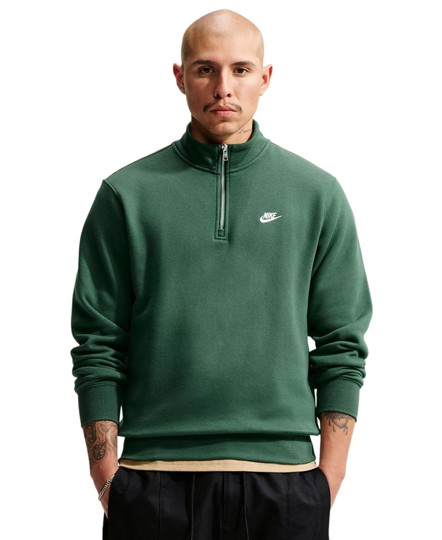 Nike Men's Sportswear Club Half-Zip Fleece Sweatshirt - Fir/White