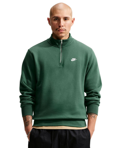 Nike Men's Sportswear Club Half-Zip Fleece Sweatshirt - Fir/White