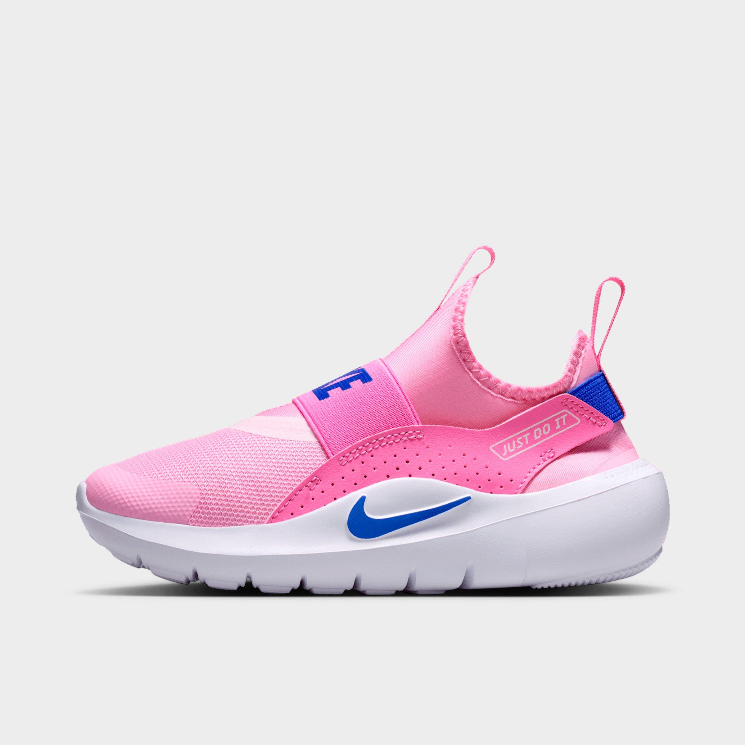 Little Kids' Nithtke Flex Runner 4 Running Shoes - Pink Rise/Playful Pink/Pink Foam/Racer Blue - Left shoe facing left. Outside of the shoe.