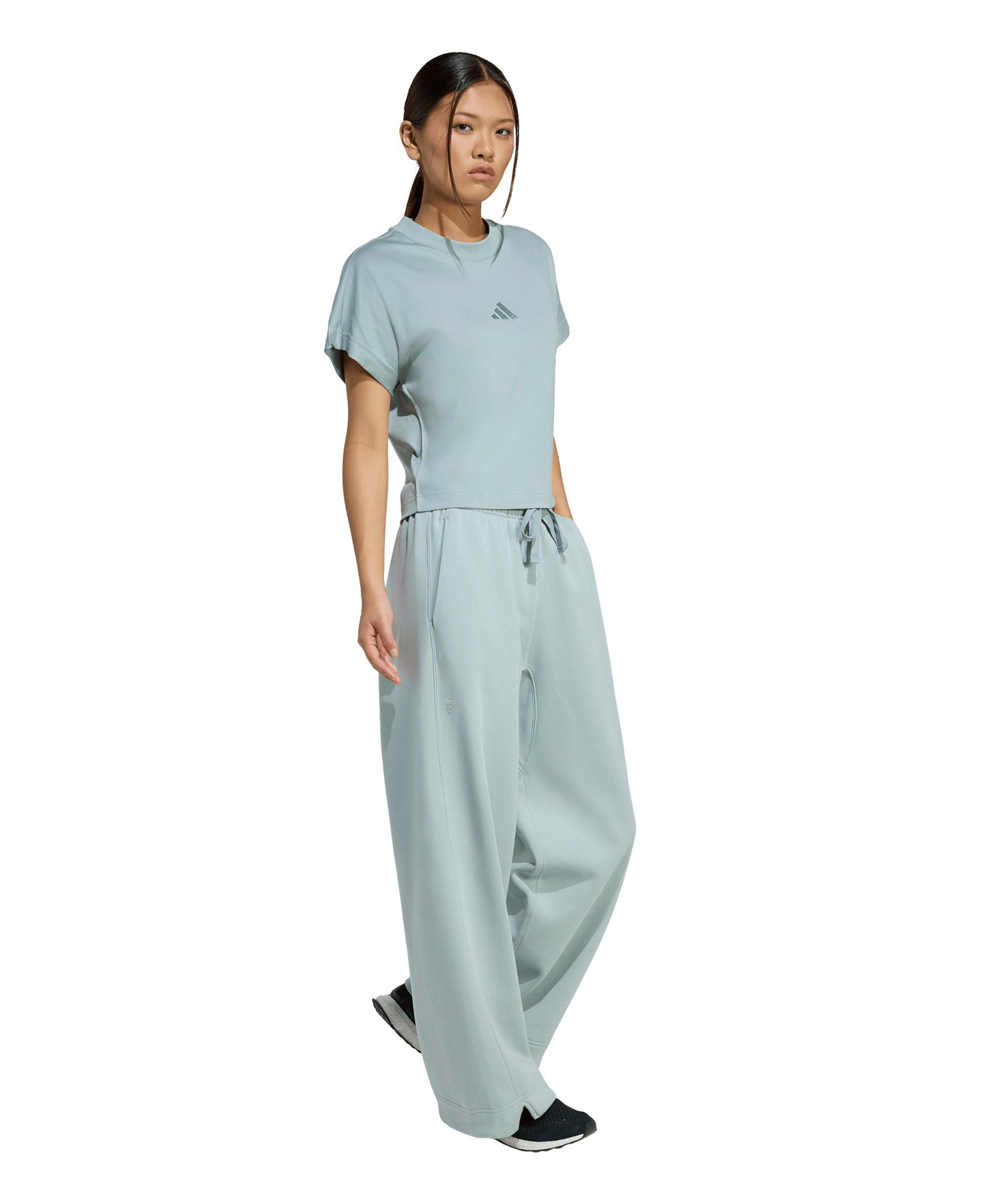 adidas Women's All Sizing Fleece Loose Wide-Leg Pants - Wonder Sage