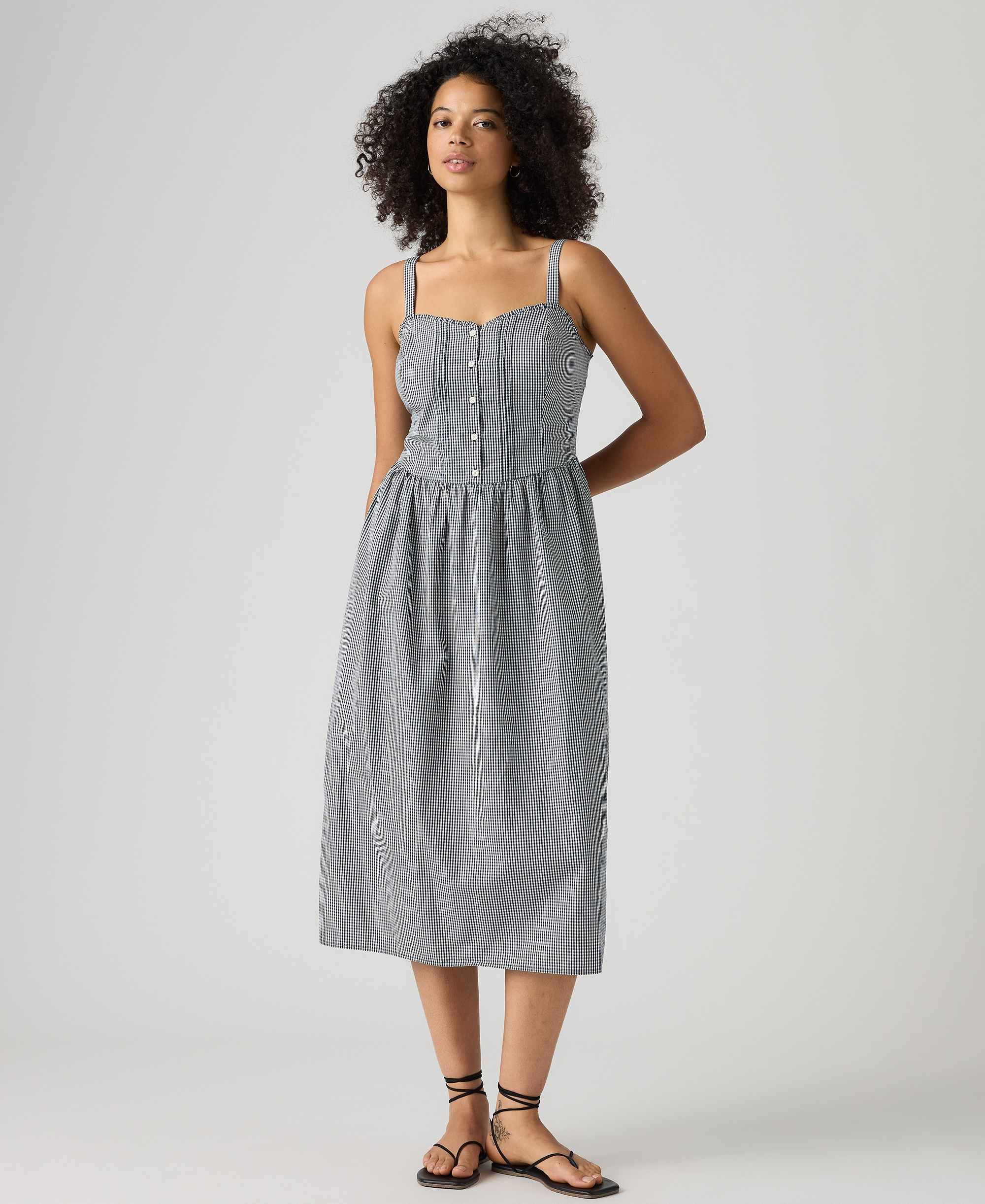 Levi's Women's Delphine Sleeveless Dress - Ceicil Even Micro Check Peacoat