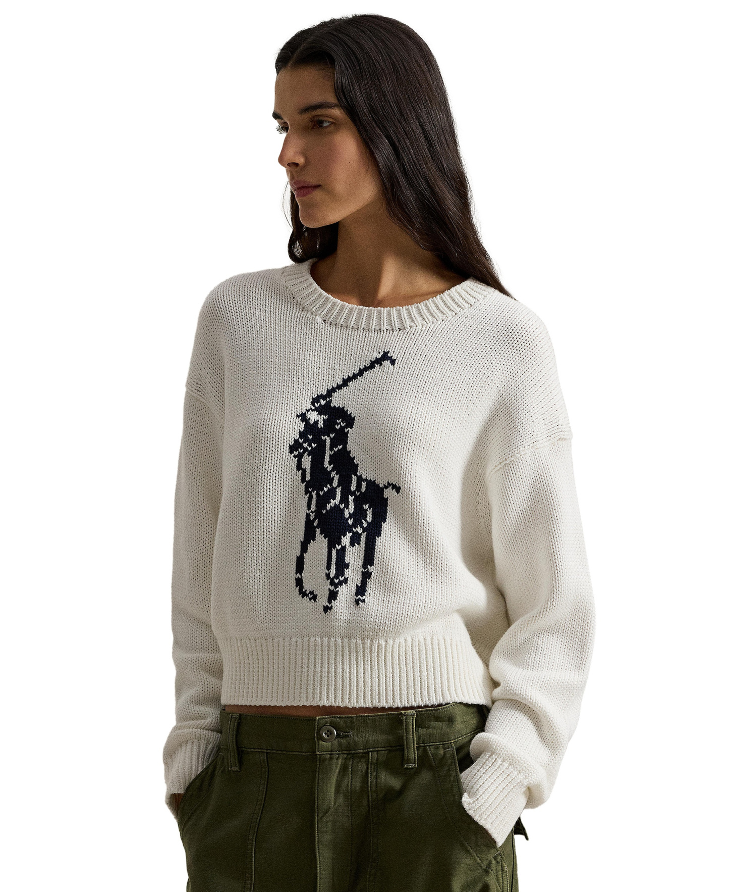 Polo Ralph Lauren Women's Big Pony Crewneck Sweater - White