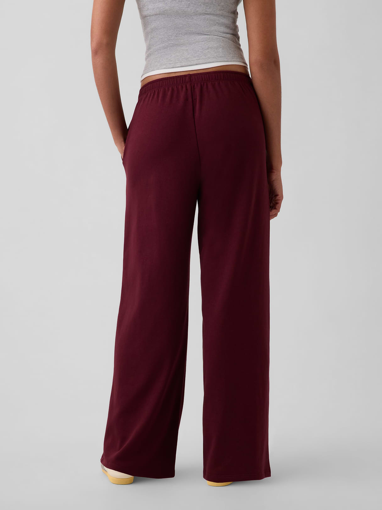 Mid Rise VintageSoft Terry Loose Sweatpants - Purple burgundy