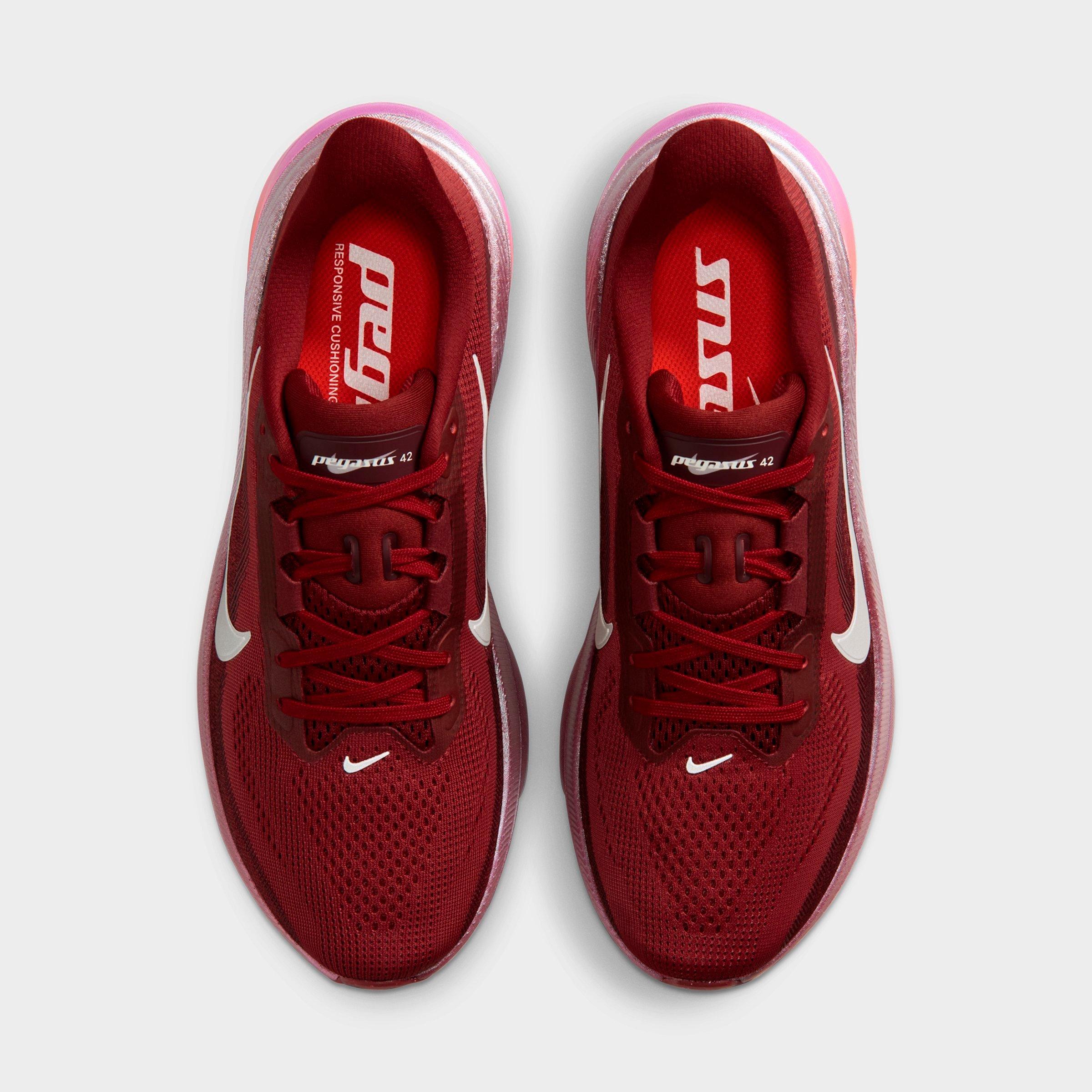 Women's Nithtke Pegasus 42 Running Shoes - Part 1 - Team Red/Atomic Pink/Bordeaux/Barely Green - Top view