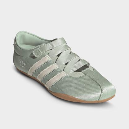 Women's adidas Originals Tokyo MJ Casual Shoes - Part 1 - Linen Green/Off White/Silver Metallic - Both shoes facing left