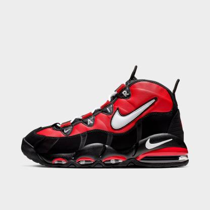 Men's Nithtke Air Max Uptempo '95 Basketball Shoes - Varsity Red/Black/White - Left shoe facing left. Outside of the shoe.