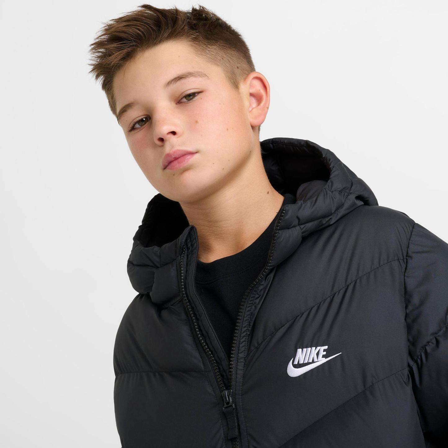 Big Kids' Nithtke Sportswear All Day Play Therma-FIT Loose-Fit Puffer Jacket - Black/White