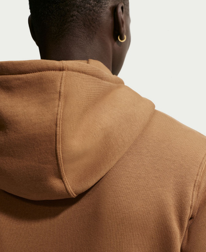 Nike Men's Club Pullover Fleece Hoodie Logo - Ale Brown/White