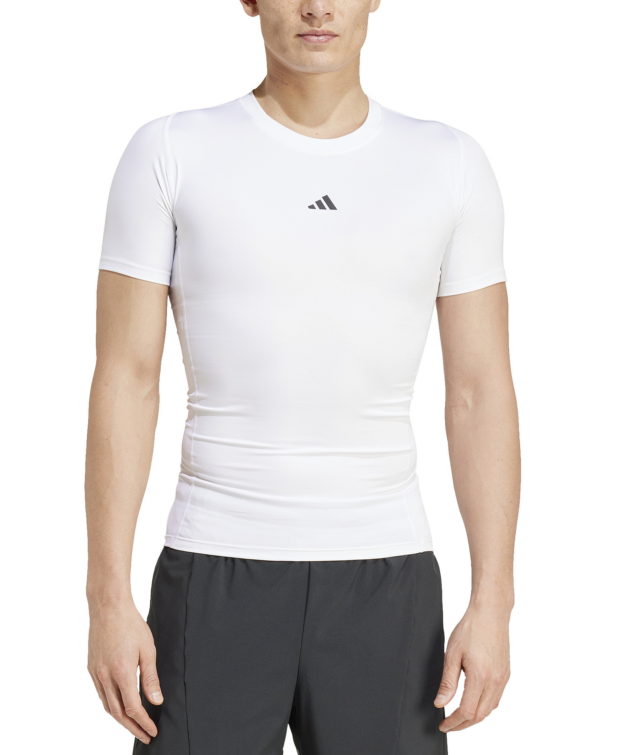 adidas Men's Tech-Fit Compression Crewneck T-Shirt - White