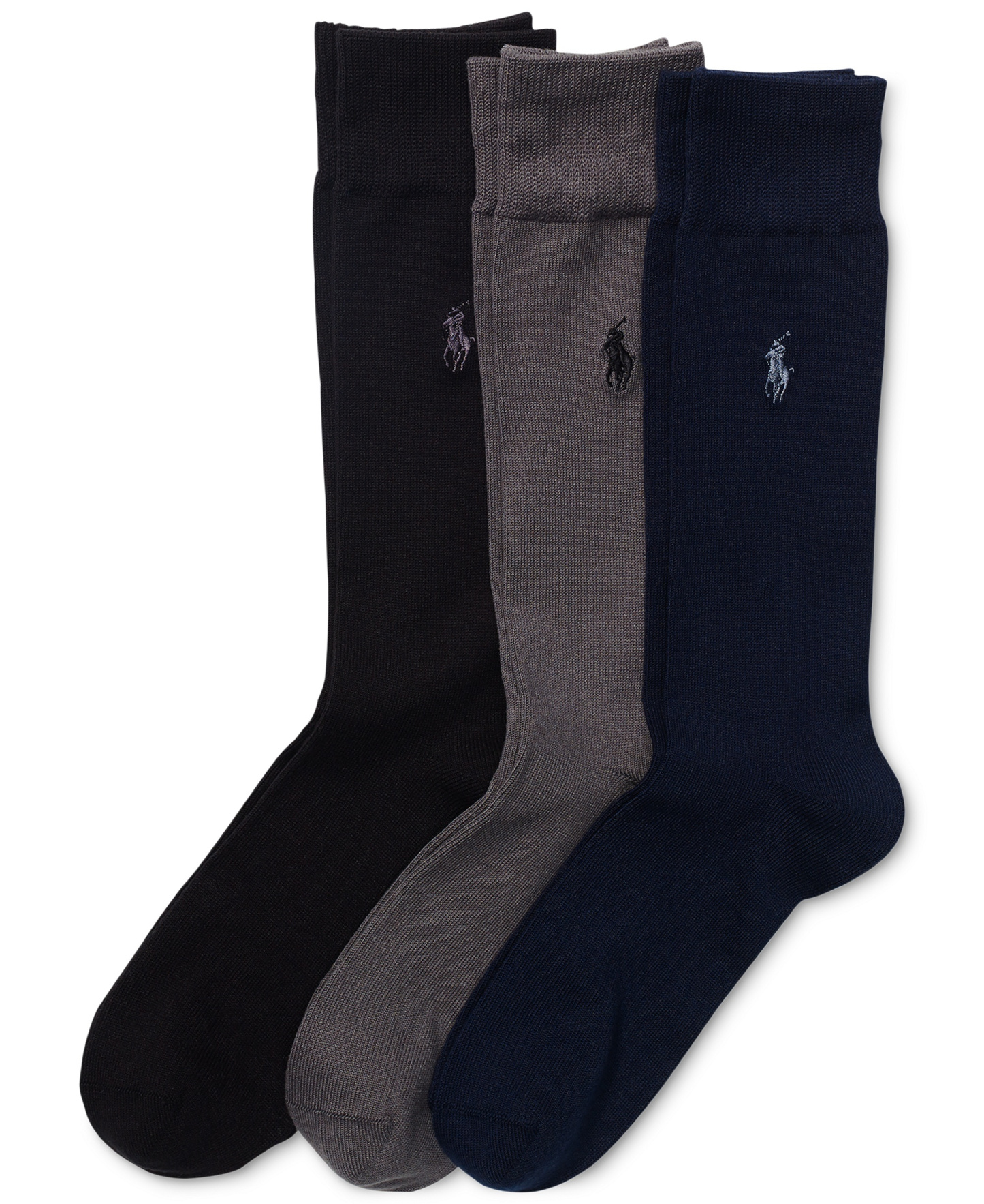 Polo Ralph Lauren Men's Supersoft Dress Socks, 3-Pack - Grey/Navy/Black