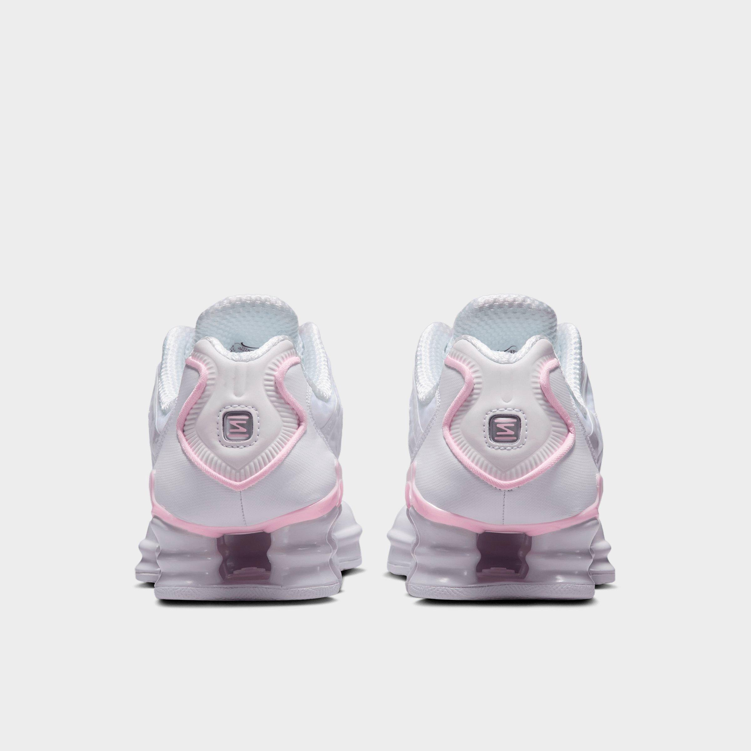 Big Kids' Nithtke Shox TL Casual Shoes - White/Pink Foam/Metallic Silver - Back view