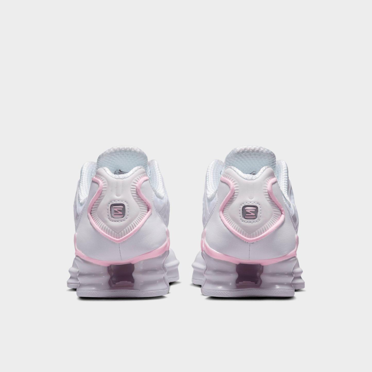 Big Kids' Nithtke Shox TL Casual Shoes - White/Pink Foam/Metallic Silver - Back view