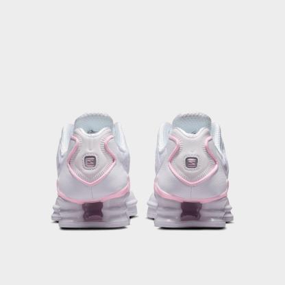 Big Kids' Nithtke Shox TL Casual Shoes - White/Pink Foam/Metallic Silver - Back view