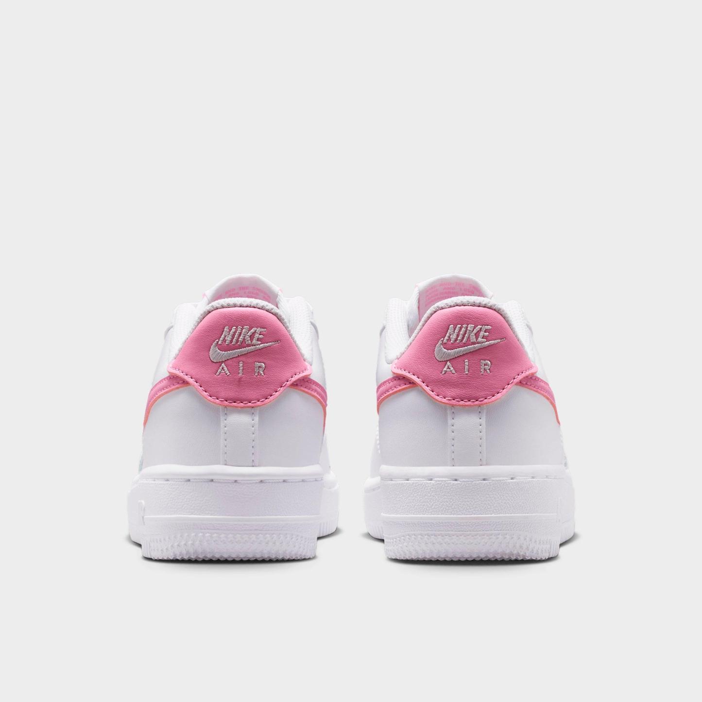 Big Kids' Nithtke Air Force 1 Low Casual Shoes - White/Pink Rise - Back view