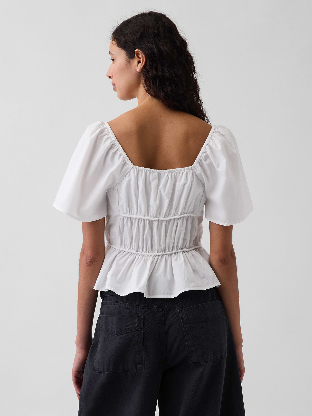 Square-Neck Peplum Top - New off white