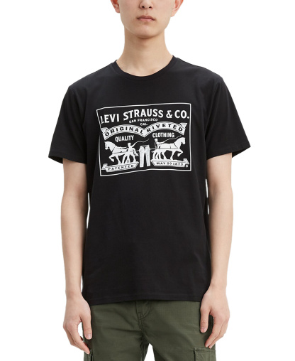 Levi's Men's 2-Horse Graphic Regular Fit Crewneck T-shirt - Black