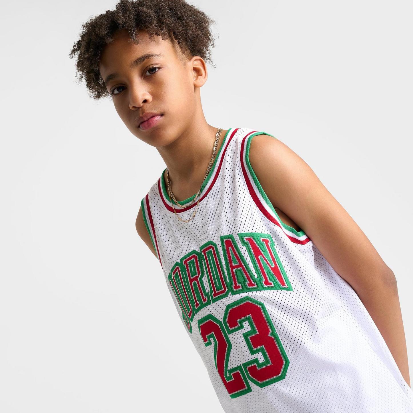 Big Kids' Jordan Basketball Jersey - White/Red/Green - view 5
