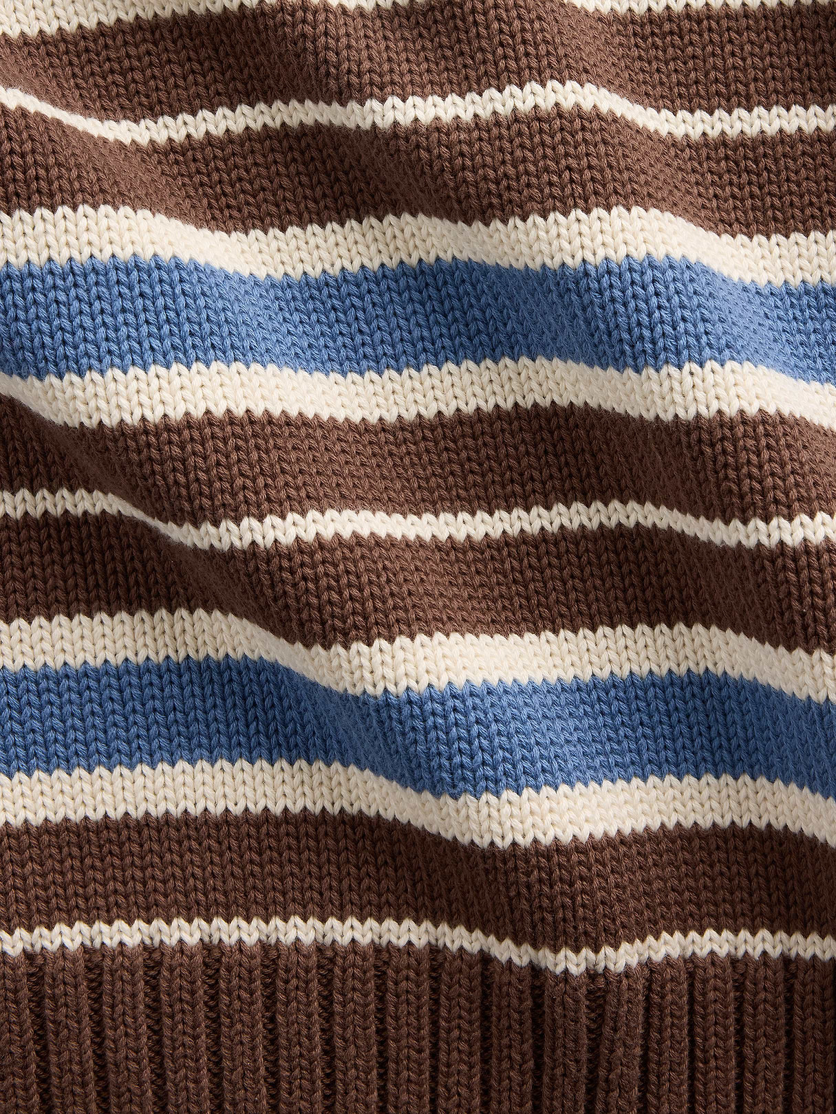 100% Cotton Oversized Crop Sweater - Brown & blue stripe