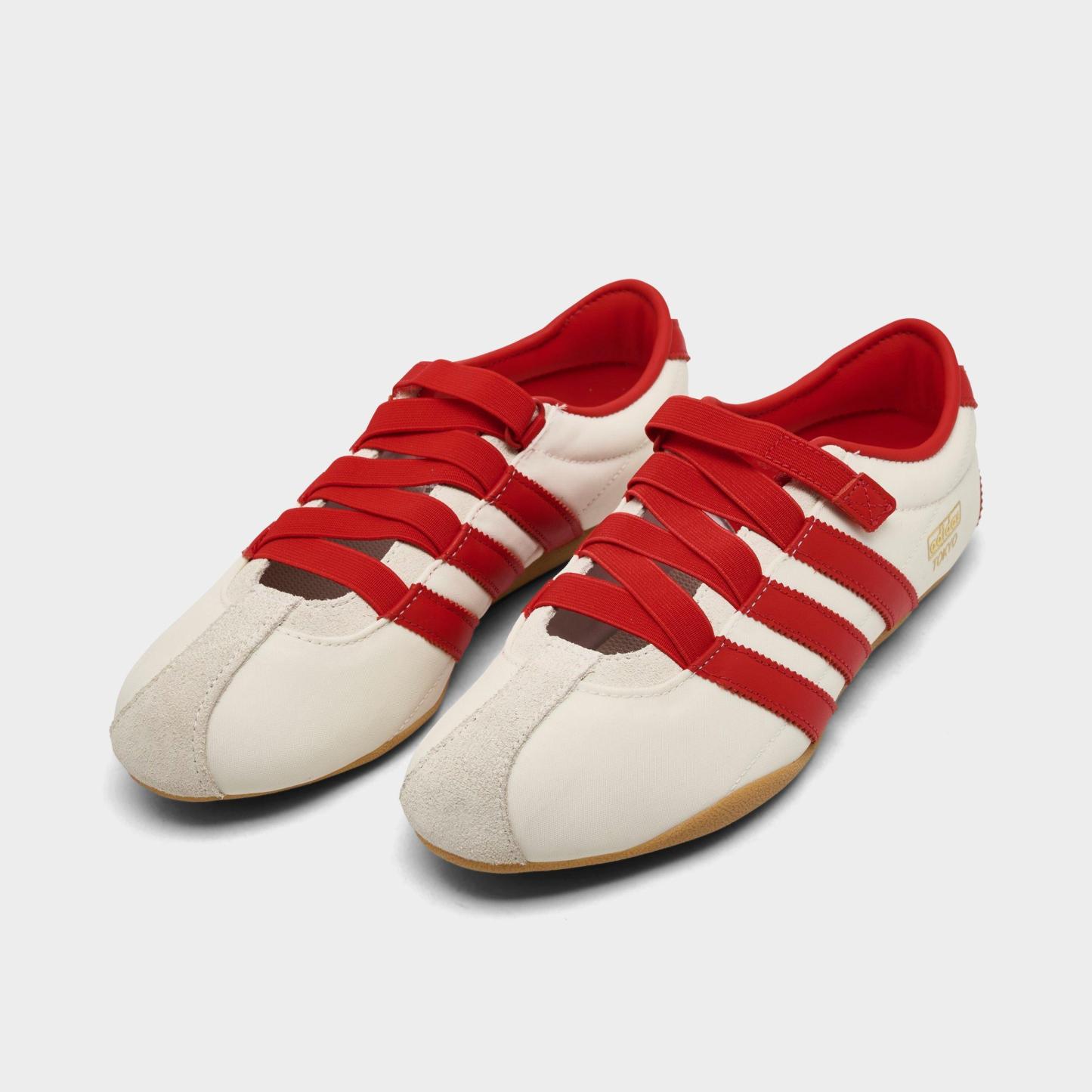 Women's adidas Originals Tokyo MJ Casual Shoes - Part 1 - Cream White/Red/Gold Metallic - Both shoes facing left