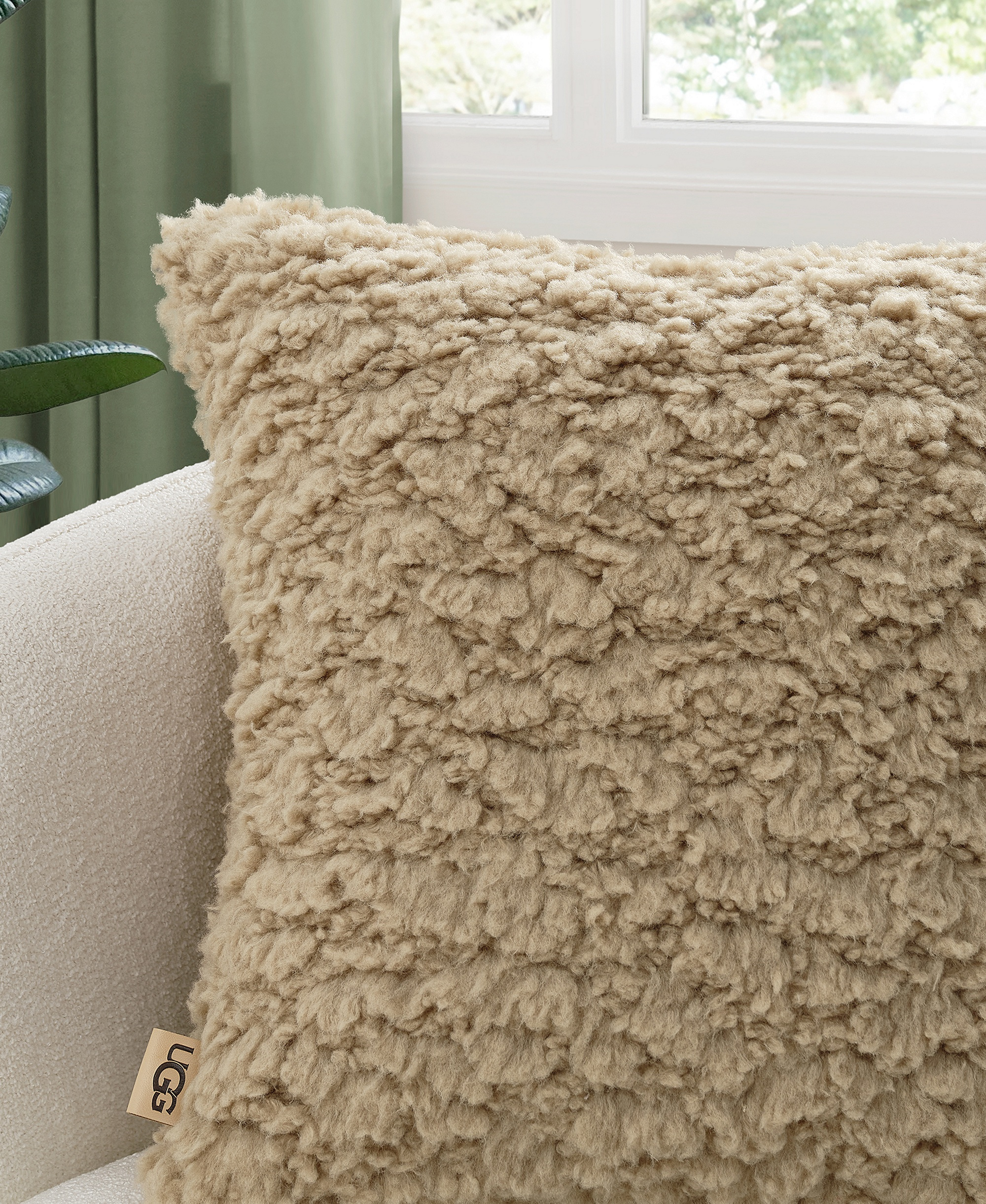 UGG® Shira Textured Decorative Pillow, 20" x 20" - Mustard Seed