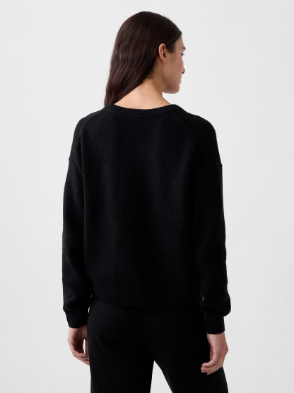 CashSoft Oversized V-Neck Sweater - Basic black