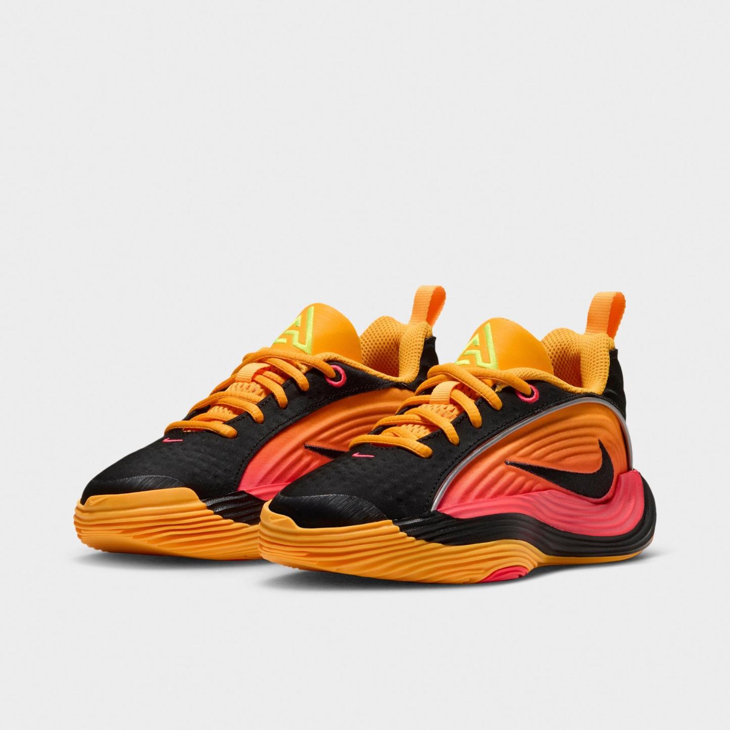Little Kids' Nithtke Giannis Immortality 5 Basketball Shoes - Laser Crimson/Laser Orange/Black/Metallic Silver - Both shoes facing left