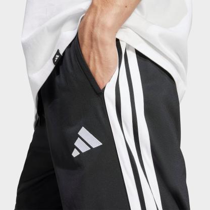 Men's adidas 3-Stripes Tricot Open Hem Track Pants - Black - view 4
